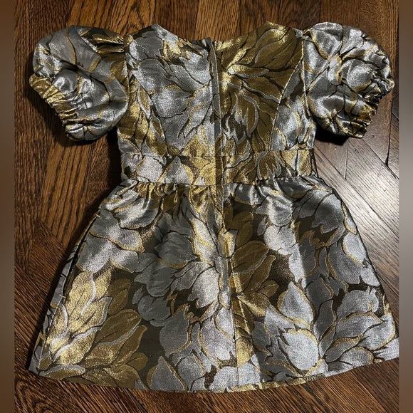 Lilly Pulitzer 2T Mini Priyanka Dress Gold and Silver metallic peony brocade - Picture 4 of 8